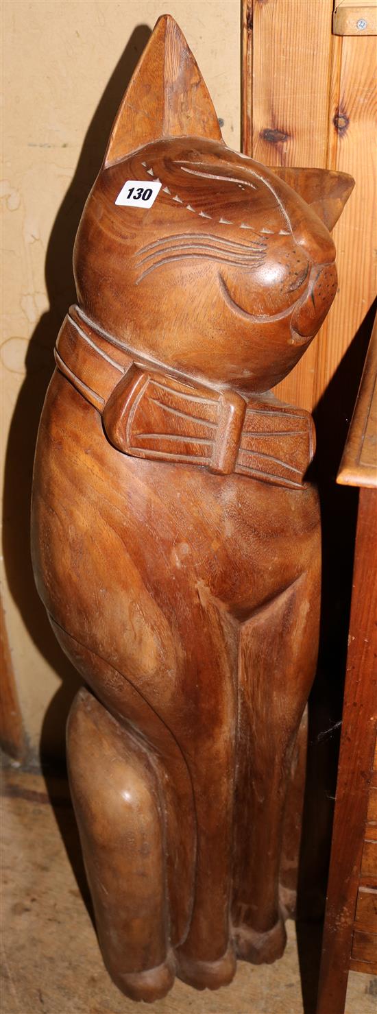 Large carving of a cat